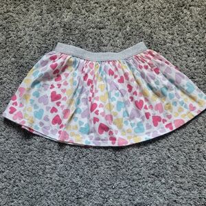 Heart Print Girls' Skirt with Silver Waistband Size 5/6